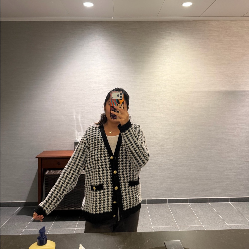 Women's Black & White Cardigan